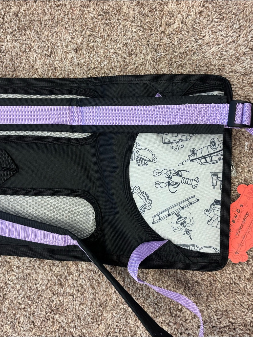 FRIENDS Gray & Black Patterned Backpack with Lavender Straps - Picture 2 of 4